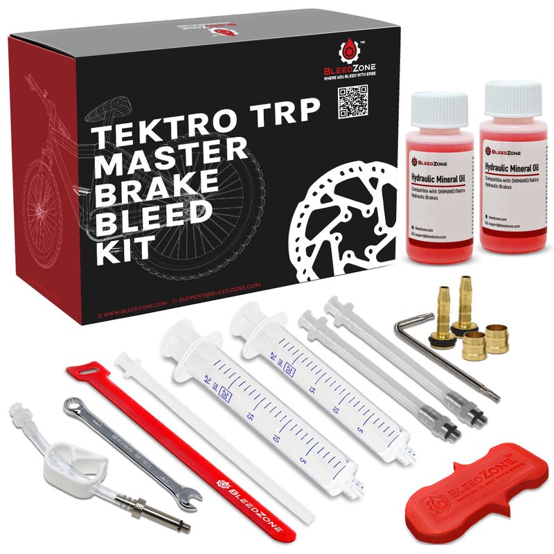 BleedZone - Master Bleed Kit Designed for Tektro TRP Hydraulic Brakes with 120ml Mineral Oil and Tools, Bleed Kit for TRP Brakes, Bike Brake Bleed Kit, Built for Tektro Hydraulic Brakes - Image 1